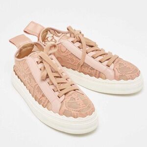 Chloe Lauren pink lace sneakers size 40 only worn a few times!